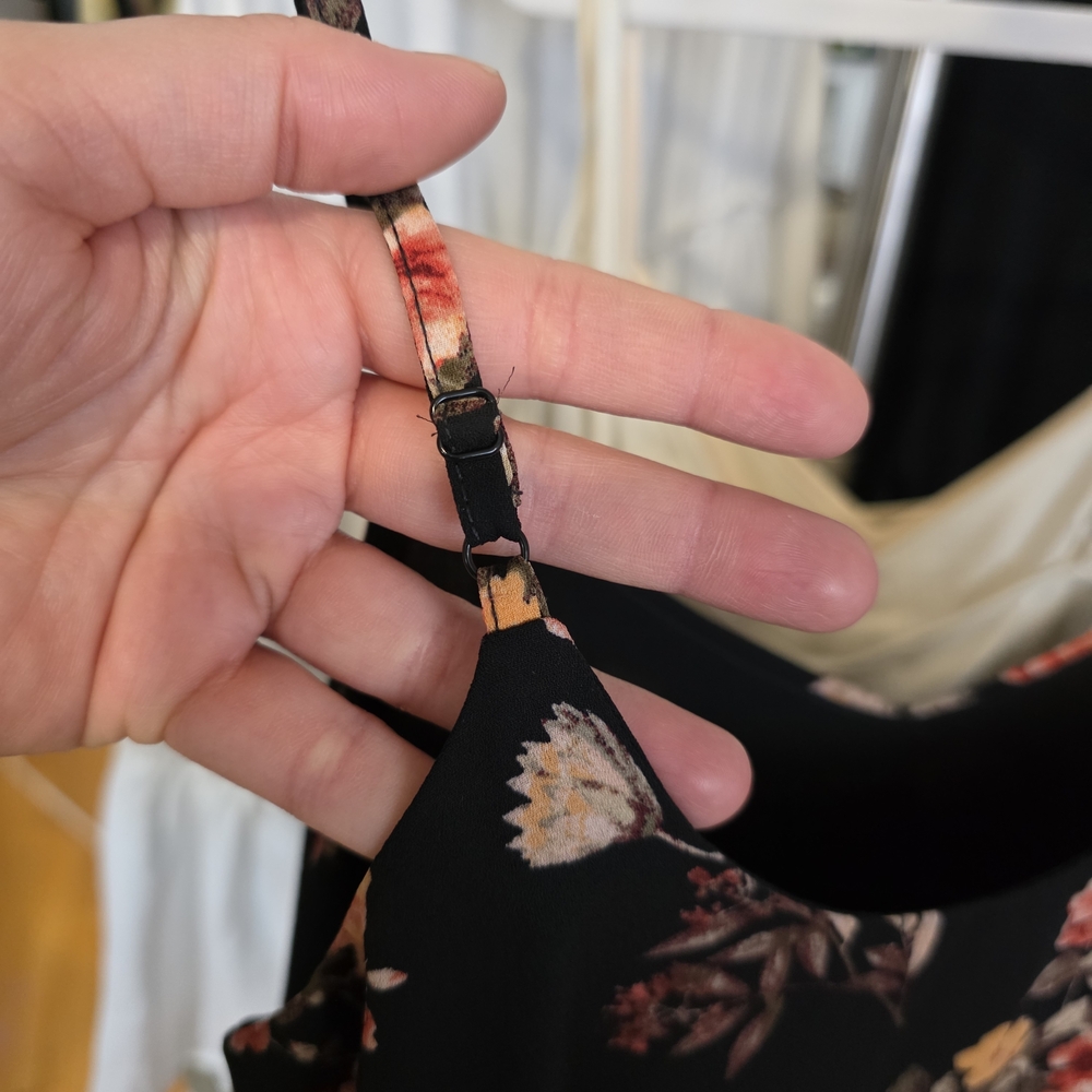 Pink Republic Black Floral Cami with Pink and Peach Blooms - Picture 4 of 8